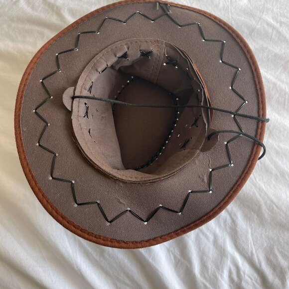 Bundle It!Suede Fabric Cowboy Hat Retro Rancher Hat Wide Brim Hat Sun Protection - Picture 3 of 6